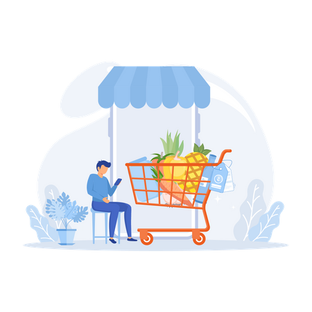 Grocery Food Delivery Illustration