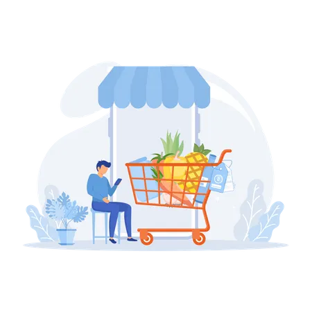 Grocery Food Delivery Illustration