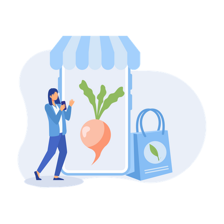 Grocery food shopping Illustration