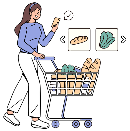 Grocery list for shopping in the store  Illustration