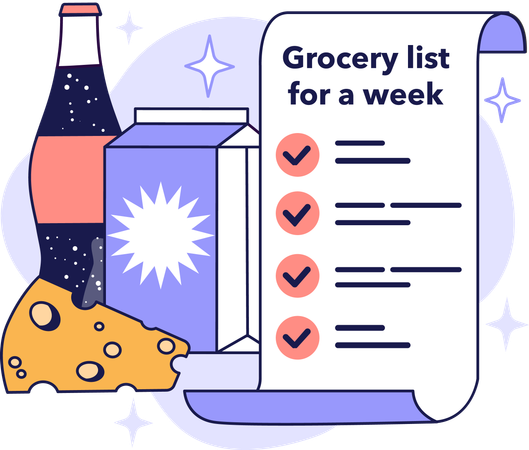 Grocery list for week  イラスト