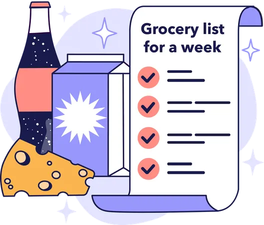 Grocery list for week  Illustration