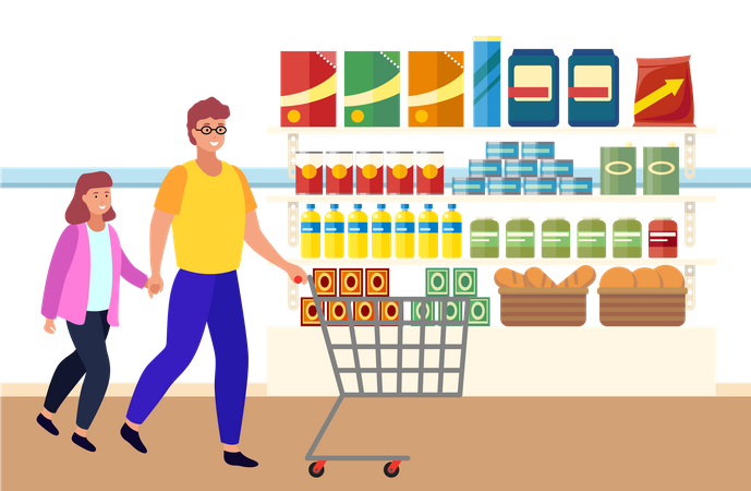 Grocery shopping Illustration
