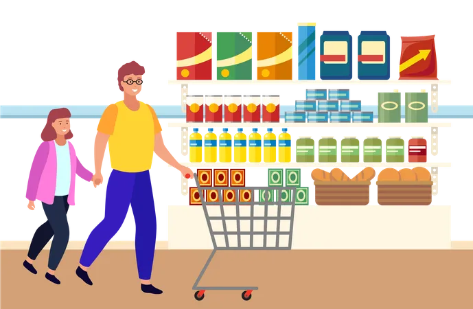 Grocery shopping Illustration