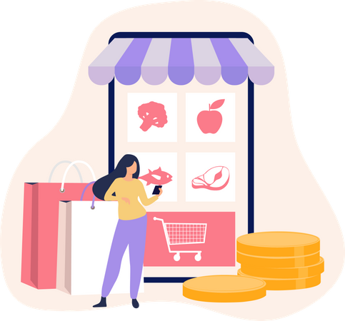 Grocery shopping app Illustration