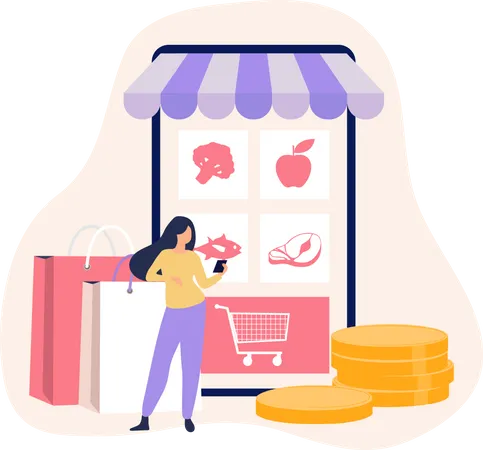 Grocery shopping app Illustration