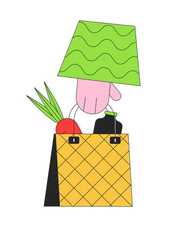 Grocery shopping bag carrying  Illustration