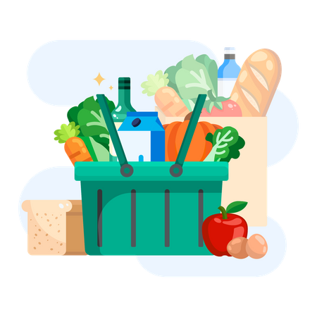 Grocery Shopping basket  Illustration