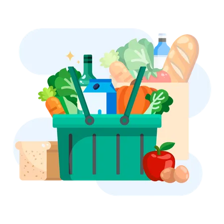 Grocery Shopping basket  Illustration