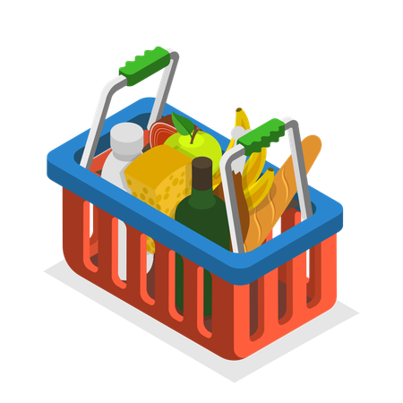 Grocery shopping basket  Illustration