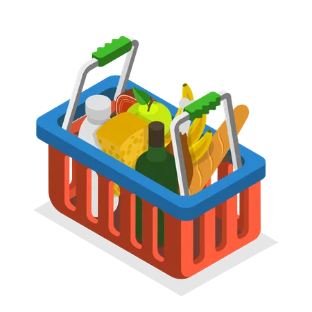 Grocery shopping basket  Illustration