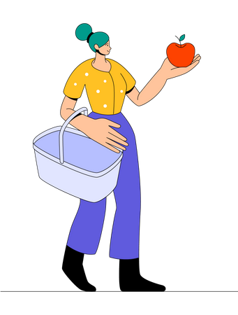 Grocery shopping by woman  Illustration