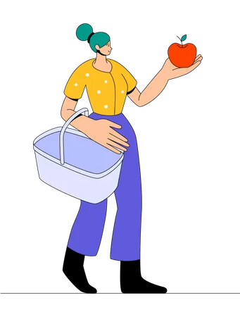 Grocery shopping by woman  Illustration