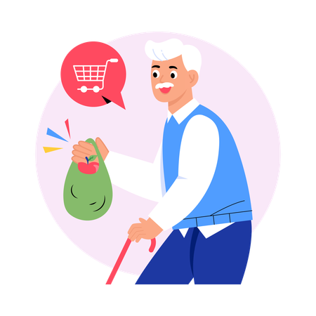 Grocery Shopping For Seniors  Illustration