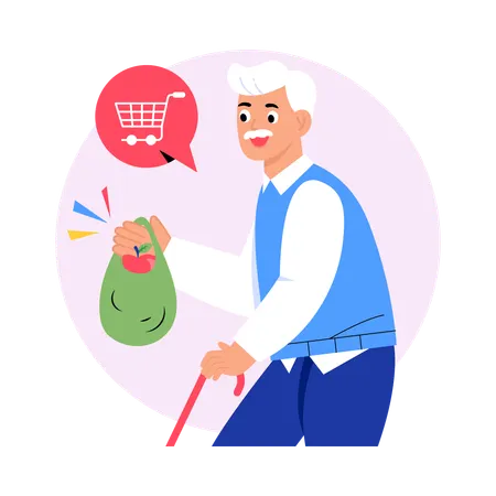 Grocery Shopping For Seniors  Illustration