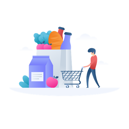 Grocery Shopping  Illustration