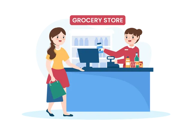 Grocery shopping  Illustration