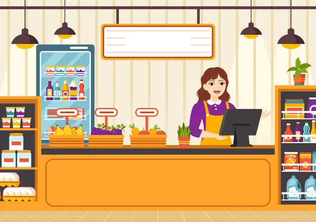 Grocery Store counter  Illustration