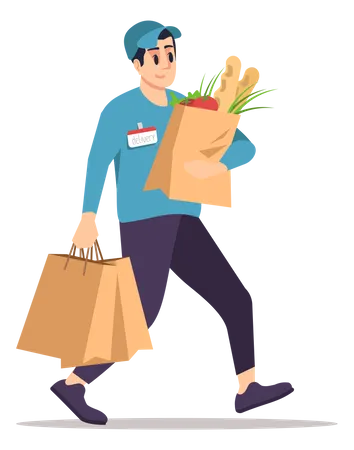 Grocery Store Delivery Guy Illustration