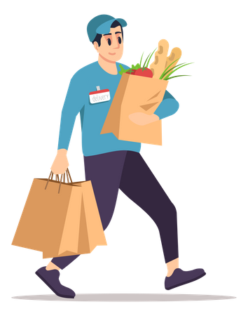 Grocery Store Delivery Guy  Illustration