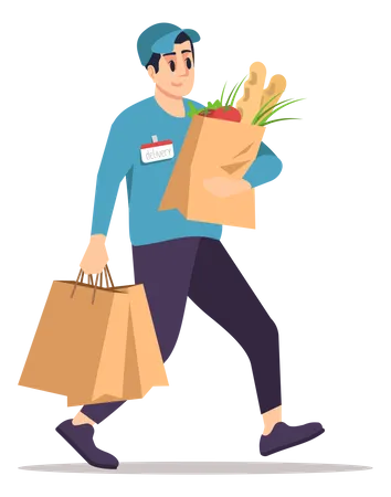 Grocery Store Delivery Guy  Illustration