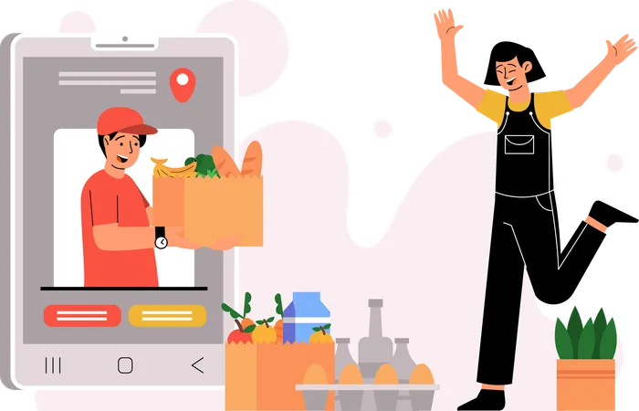 Grocery store delivery service  Illustration