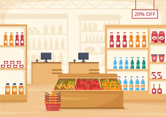 Grocery Store interior  Illustration