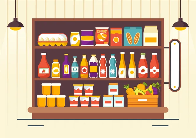 Grocery Store Shelf  Illustration