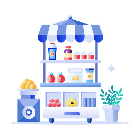 Grocery Vendor  Illustration