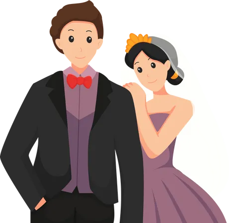Groom And Bride Wedding Character Design Illustration Illustration