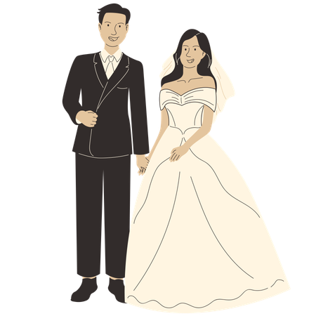 Groom and bride standing  Illustration