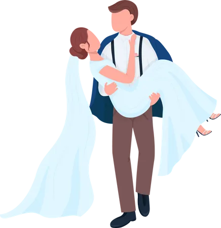 Groom carrying bride  Illustration