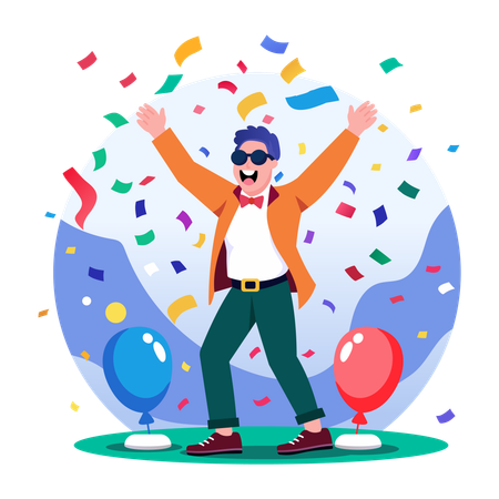 Groom dancing at party  Illustration