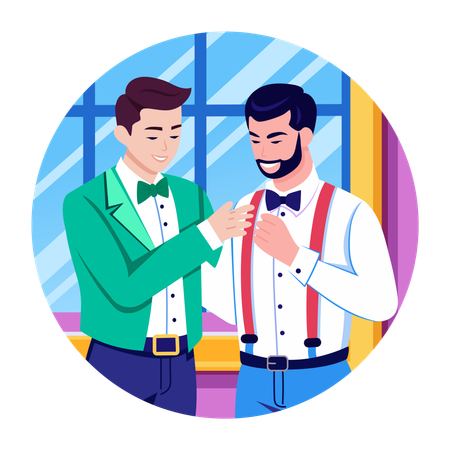 Groom friend standing with groom  Illustration
