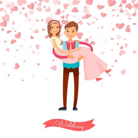 Groom Holding Bride  Illustration