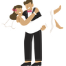 illustrations for groom holding bride