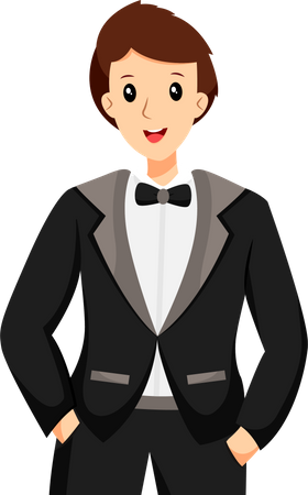 Groom in Black Suit  Illustration