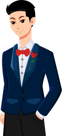 Groom In Suit  Illustration