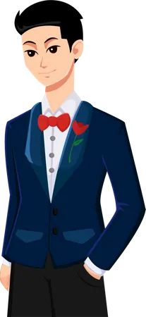 Groom In Suit  Illustration