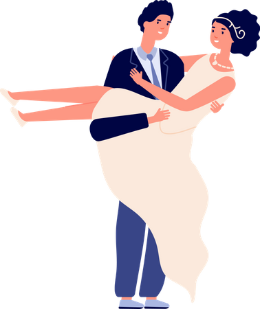 Groom lifting bride  Illustration