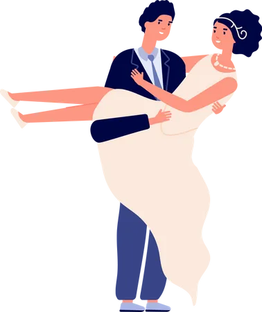 Groom lifting bride  Illustration