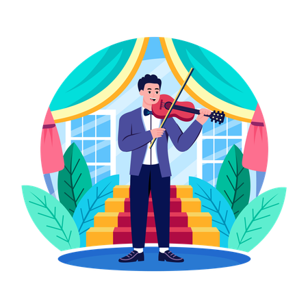 Groom playing violin  Illustration