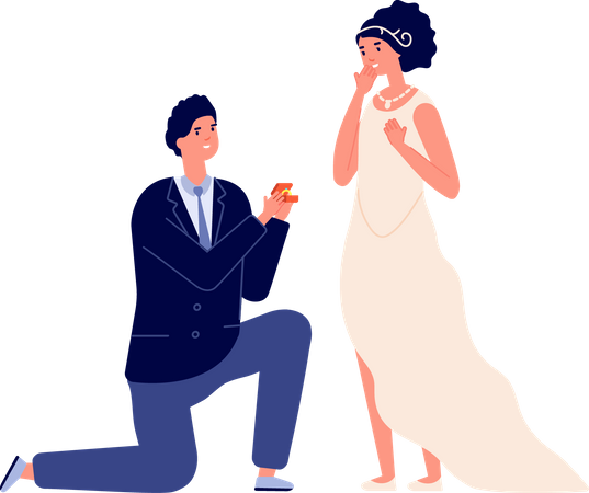 Groom proposing bride  Illustration