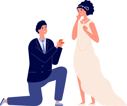 Groom proposing bride  Illustration