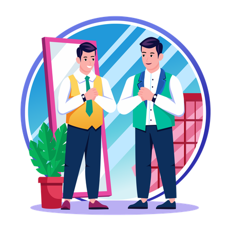 Groom standing with best man  Illustration