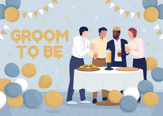Groom to be party Illustration