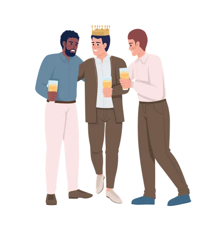 Groom with bestman drinking wine  Illustration