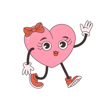 Groovy Heart winkende Hand  Illustration