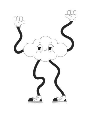 Groovy cloud with wavy arms and legs  Illustration