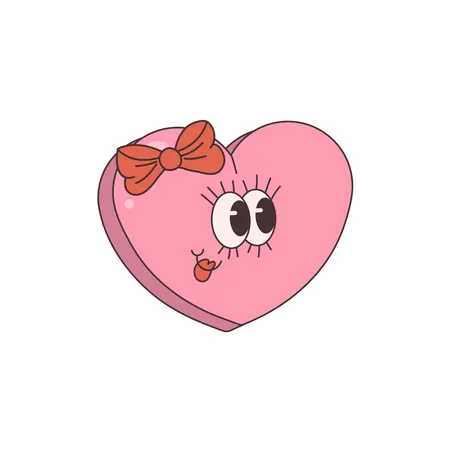 Groovy Heart Character  Illustration